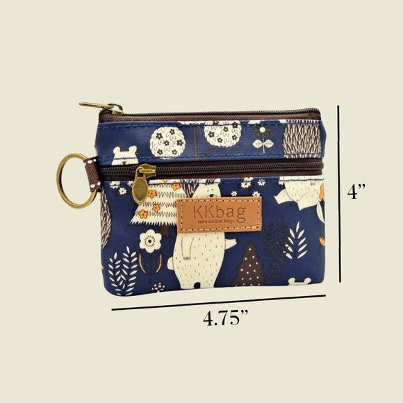 Keychain Wallet With Zipper Change Purse Small Zipper Pouch Waterproof Woodland - Picture 2 of 2